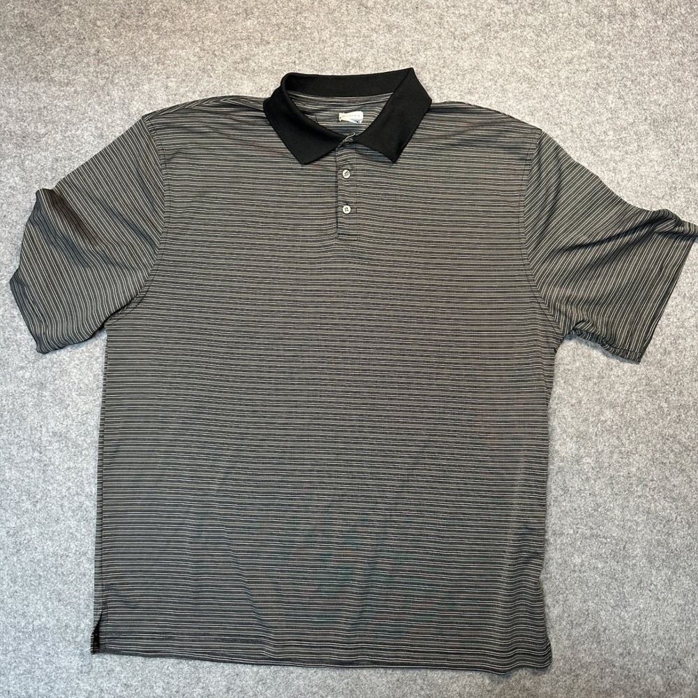 Iron Eagle Striped Polo Shirt XXL Grey Black Short Sleeve Performance